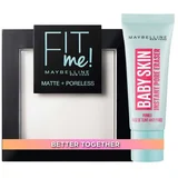 New York Baby Skin Pore Eraser Primer + New York Fit Me Matte & Poreless Puder 90 Transcluent Set