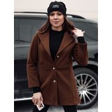 DStreet Płaszcz damski przejściowy jednorzędowy BELVEONE czekoladowy | Shoptok.si