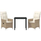  3-delni set vrtne jedilnice z blazinami Bež poli ratan, (22087397) | Shoptok.si