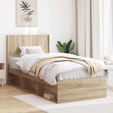  Krevetna konstrukcija s pohranom i uzglavljem Hrast sonoma Smeđa 100 x 200 cm | Shoptok.si