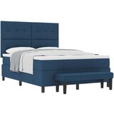  Postelja s škatasto vzmetjo z vzmetnico in klopjo Modra 160x200 cm Tkanina, (22083336) | Shoptok.si