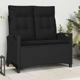 Vrtna klupa s jastukom Crna 105 x 60 x 112 cm Čelik i poliester - Crna