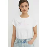 PepeJeans Bombažna kratka majica KELTSE ženska, bela barva, PL505862