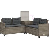  Vrtna sofa L-oblika sa stolom i jastucima siva od poliratana | Eponuda.com