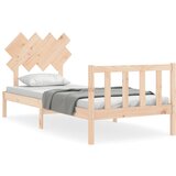 The Living Store Posteljni okvir z vzglavjem trden les - Posteljni Okvir, (21523733) | Shoptok.si