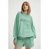 ROTATE Bombažen pulover ženska, turkizna barva