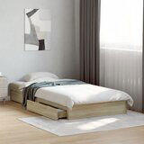 Maison Chic Posteljni okvir - Enojna postelja - Postelja za odrasle s predali sonoma hrast 100x200cm inženirski les, (21695334) | Shoptok.si
