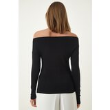  Women's Black Boat Neck Knitted Blouse | Shoptok.si