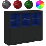 Maison Chic Komoda - Predalnik z LED diodami 3 kosi črn inženirski les, (21722500) | Shoptok.si