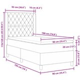  s opruga kutije s madracem Tamno siva 90 x 190 cm Baršun | shoptok.hr