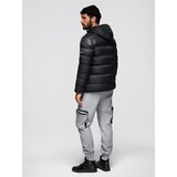 Ombre Men's long quilted jacket with large pockets - beige | shoptok.hr