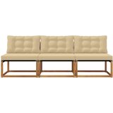 3 Komad Srednja sofa za van Čvrsto drvo akacije Prirodna - Prirodno i bež 3x srednje | shoptok.hr