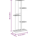 Stalak za cvijeće s 5 razina 43 x 22 x 98 cm bijeli metalni