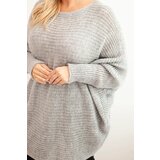 Kesi Włoski Women's Plus Size Sweater with Mohair Poncho gray | Shoptok.si
