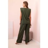 Kesi Włoski Women's set made of viscose with no sleeves and straight trousers khaki | shoptok.hr