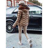 DStreet Women's winter quilted jacket with hood MIRIAL brown | shoptok.hr