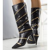 Gemre Black and gold insulated Nevzo heeled boots | Shoptok.si