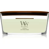 WoodWick Solar Haze dišeča sveča z lesenim stenjem (hearthwick) 453 g