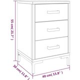 Noćni ormarići 2 kom crni 40 x 30 x 55 cm od masivne borovine | shoptok.hr