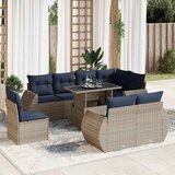 vidaXL 9-dijelni set vrtnih sofa poliratan i bagrem s jastucima sivi | shoptok.hr