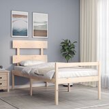 vidaXL Okvir kreveta s uzglavljem 3FT za jednu osobu od masivnog drva | shoptok.hr