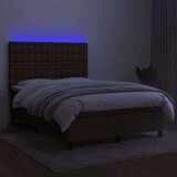  Krevet box spring s madracem LED tamnosmeđi 140x200 cm tkanina | shoptok.hr