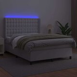  Box spring s madracem LED bijeli 140x190 cm umjetna koža | shoptok.hr