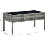 vidaXL vrtna miza siva 75x40x37 cm poli ratan | Shoptok.si