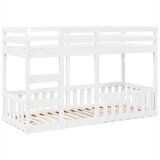 Krevet na kat bijeli 90 x 190 cm od masivne borovine | shoptok.hr
