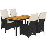  5-dijelni vrtni blagovaonski set s jastucima od poliratana crni | shoptok.hr