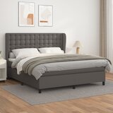 vidaXL Box spring postelja z vzmetnico siva 180x200 cm umetno usnje Cene