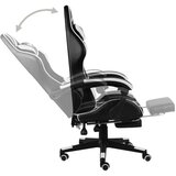 vidaXL racing stol z oporo za noge črno in belo umetno usnje | Shoptok.si