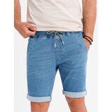 Ombre Men's denim shorts with rolled up leg - light blue Cijene