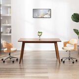 Furnova Vrtljiv jedilni stol krem ukrivljen les in umetno usnje, (21929249) | Shoptok.si