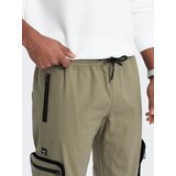 Ombre Men's JOGGER pants with zippered cargo pockets - light olive | Shoptok.si