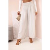 Kesi Włoski Women's viscose trousers with elastic waistband beige | Shoptok.si