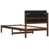  Krevetni okvir s tapiciranim uzglavljem Tamno smeđa i crna - tamno smeđa i crna 100 x 200 cm | shoptok.hr