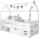 MID.YOU Postelja Traumhaus, Bor, Bela, Masivno | Shoptok.si