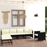 The Living Store Vrtna sedežna garnitura z blazinami 7-delna poli ratan črna - Vrtna Sedežna Garnitura, (21472777) Cene