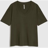 Marisse Olive V-Neck T-Shirt | Shoptok.si