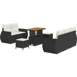 vidaXL Set od 8 komada vrtnih kauča s jastucima crni poli ratan akacija | shoptok.hr