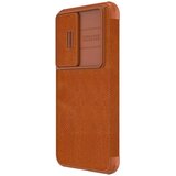 Nillkin Qin Leather Pro preklopna torbica z zaščito za kamero za Samsung Galaxy S23 - rjava | Shoptok.si