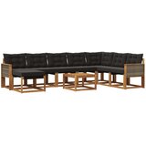 vidaXL Zunanja garnitura za sedenje z blazino 9 pcs Naravna in črna, (5000280370) | Shoptok.si
