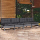 Maison Chic Vrtni kavč - Zunanji kavč štirised z antracitnimi blazinami trdna borovina, (22041905) | Shoptok.si
