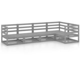Maison Chic Seti vrtnega pohištva - Vrtna garnitura - Vrtni pohištvo set 5-delna siva trdna borovina, (21821152) | Shoptok.si