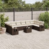 vidaXL 11-dijelni set vrtnih sofa od poliratana s jastucima smeđi | shoptok.hr