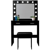 Aga toaletna mizica z ogledalom in osvetlitvijo + stolček Matte Black, (21333502) | Shoptok.si