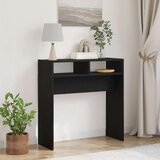 vidaXL Konzolna miza Črna hrastovina Inženirski les 78 x 30 x 80 cm | Shoptok.si