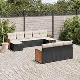  10-dijelni set vrtnih sofa s jastucima crni od poliratana | shoptok.hr