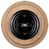  Elhard - Keramička retro kućna utičnica sa ramom SCHUKO 230V crna/drvo Cene